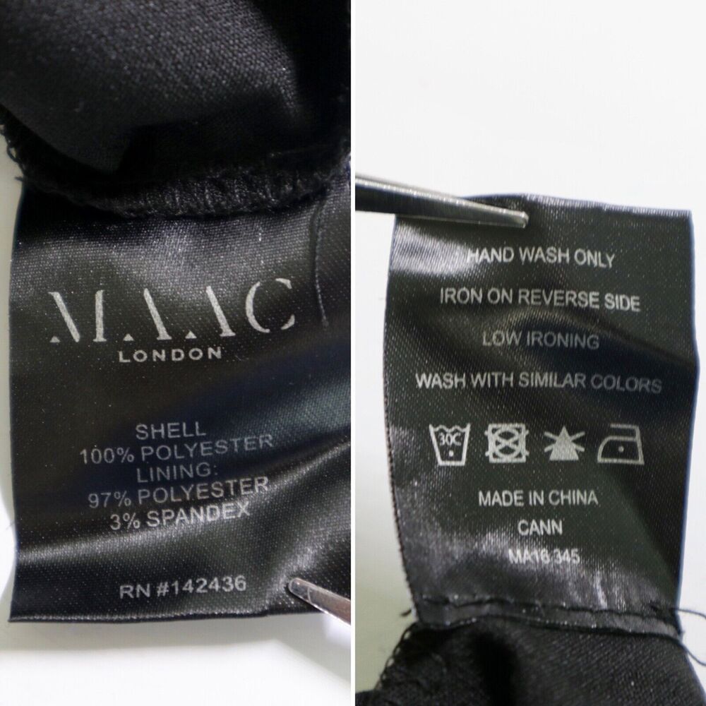 MAAC London Size M Cann Midi Dress Sheer Asymmetrical Fringe Black - Picture 11 of 11